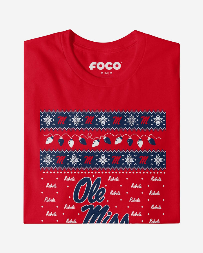 Ole Miss Rebels Holiday Lights Sweater T-Shirt FOCO - FOCO.com