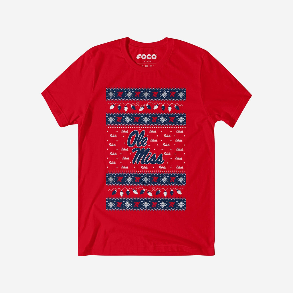 Ole Miss Rebels Holiday Lights Sweater T-Shirt FOCO S - FOCO.com