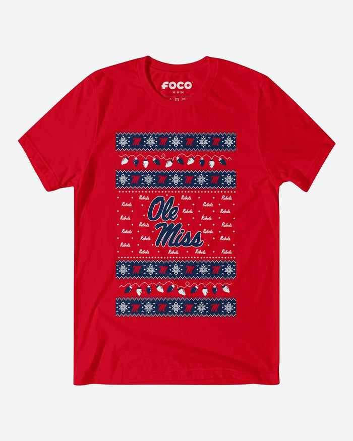 Ole Miss Rebels Holiday Lights Sweater T-Shirt FOCO S - FOCO.com