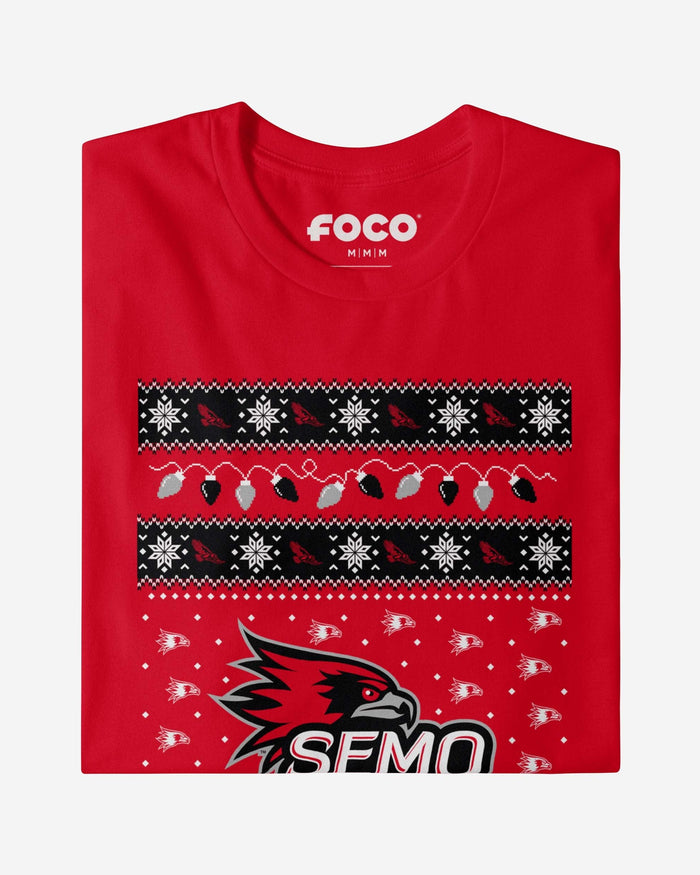 Southeast Missouri State Redhawks Holiday Lights Sweater T-Shirt FOCO - FOCO.com