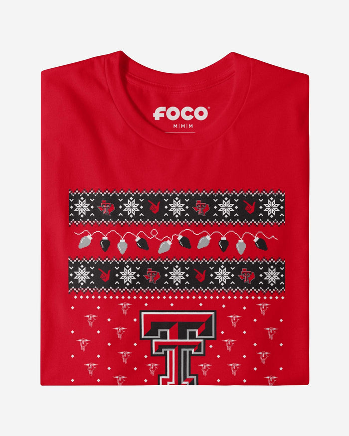 Texas Tech Red Raiders Holiday Lights Sweater T-Shirt FOCO - FOCO.com