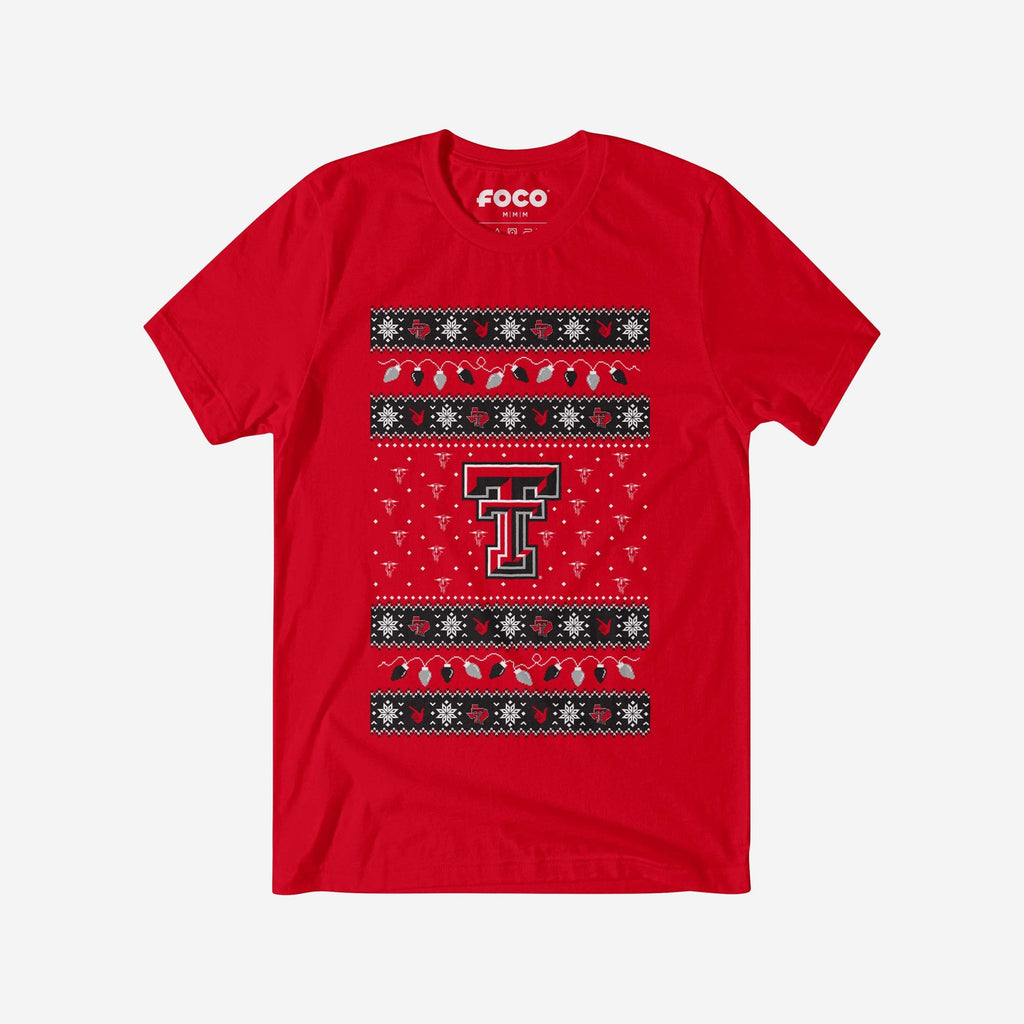 Texas Tech Red Raiders Holiday Lights Sweater T-Shirt FOCO S - FOCO.com