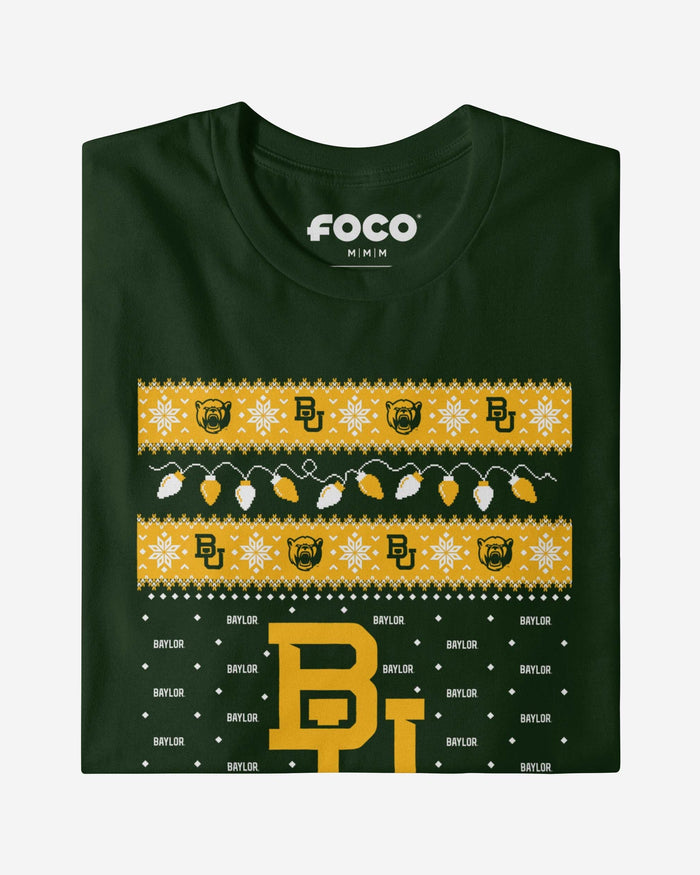 Baylor Bears Holiday Lights Sweater T-Shirt FOCO - FOCO.com