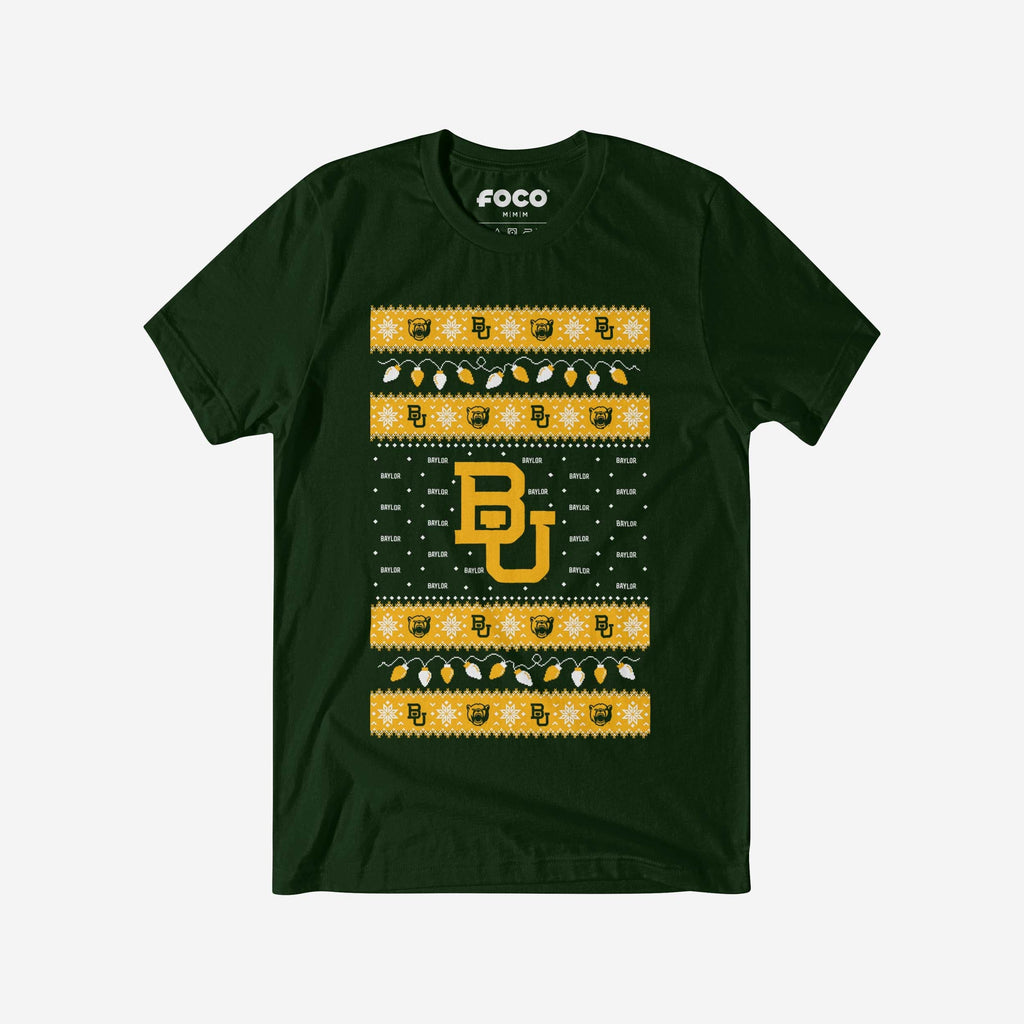 Baylor Bears Holiday Lights Sweater T-Shirt FOCO S - FOCO.com