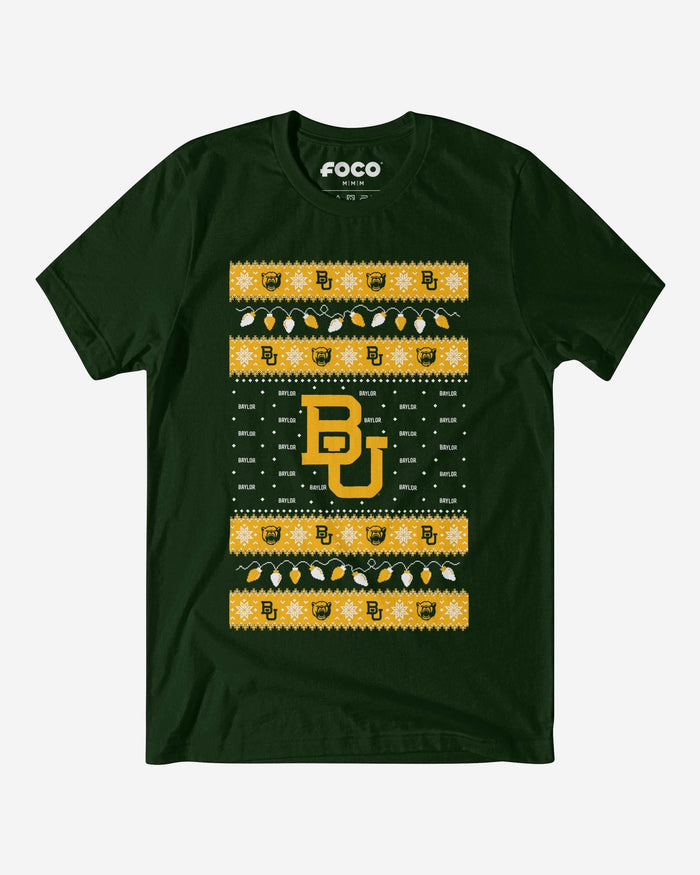 Baylor Bears Holiday Lights Sweater T-Shirt FOCO S - FOCO.com