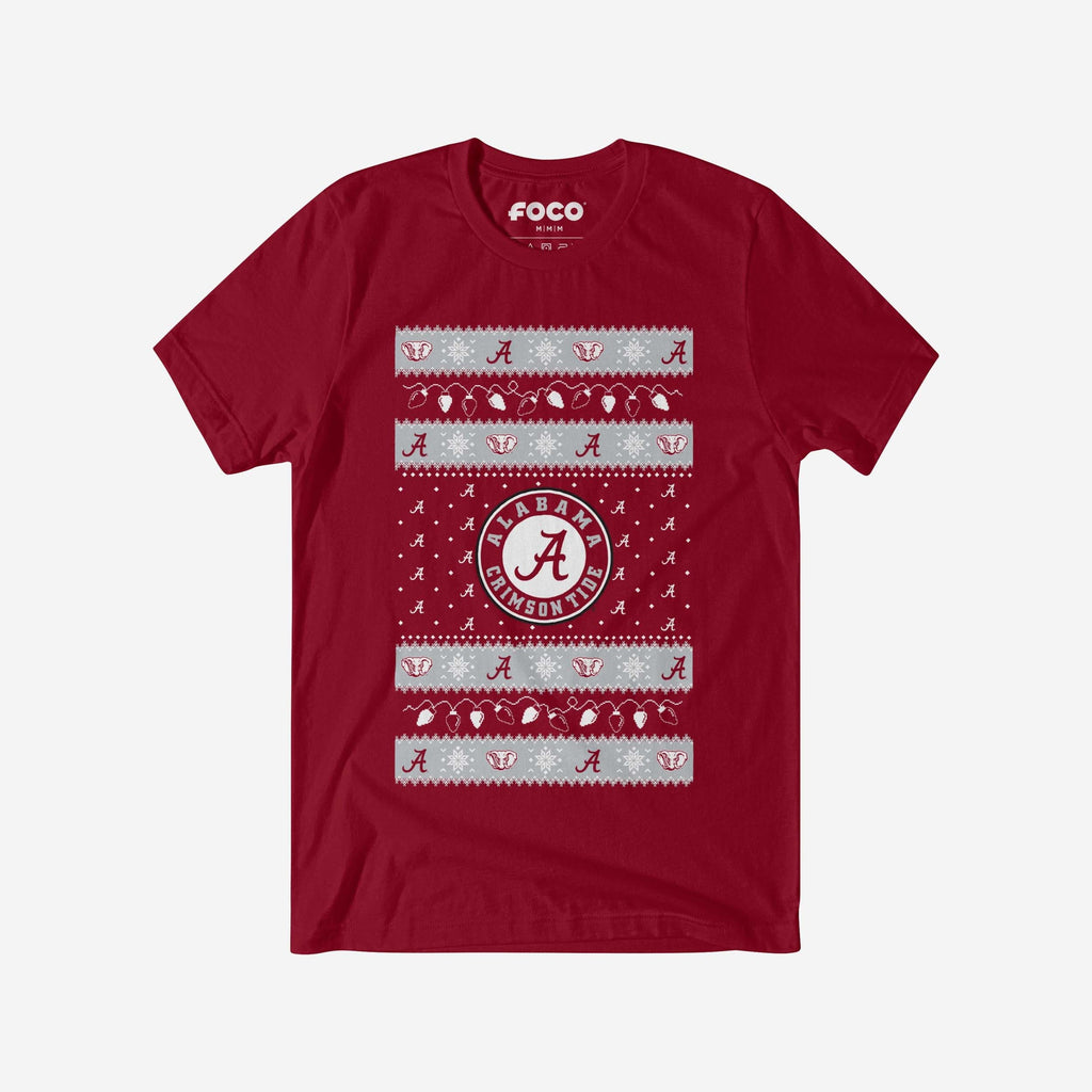 Alabama Crimson Tide Holiday Lights Sweater T-Shirt FOCO S - FOCO.com