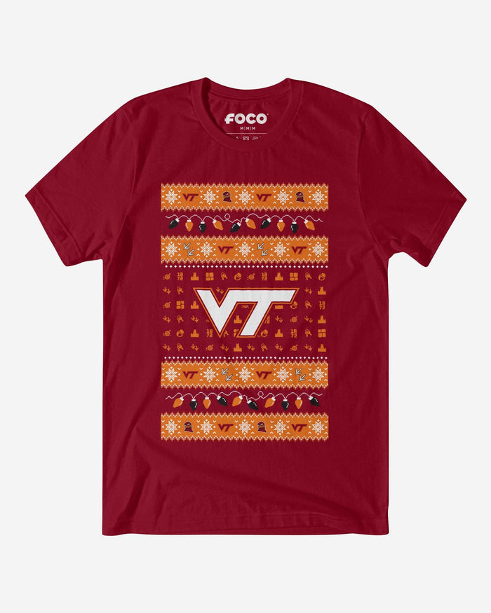 Virginia Tech Hokies Holiday Lights Sweater T-Shirt FOCO S - FOCO.com