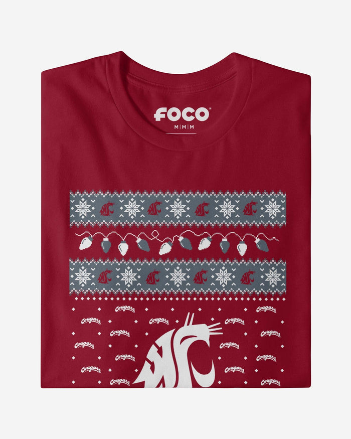 Washington State Cougars Holiday Lights Sweater T-Shirt FOCO - FOCO.com