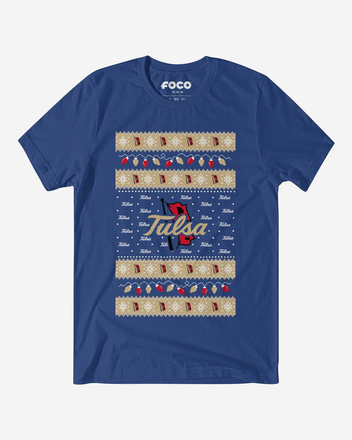 Tulsa Golden Hurricane Holiday Lights Sweater T-Shirt FOCO S - FOCO.com