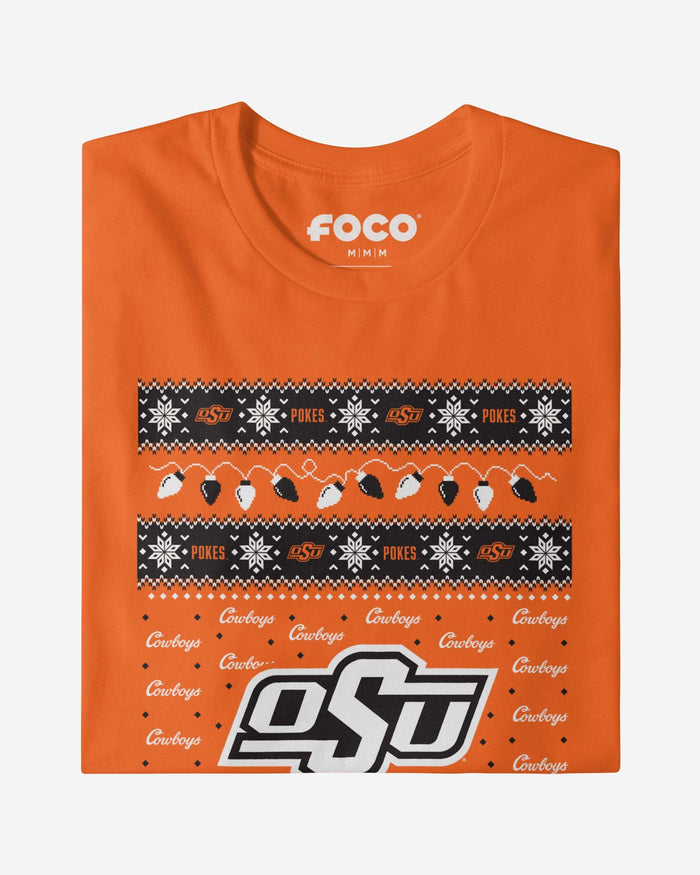 Oklahoma State Cowboys Holiday Lights Sweater T-Shirt FOCO - FOCO.com