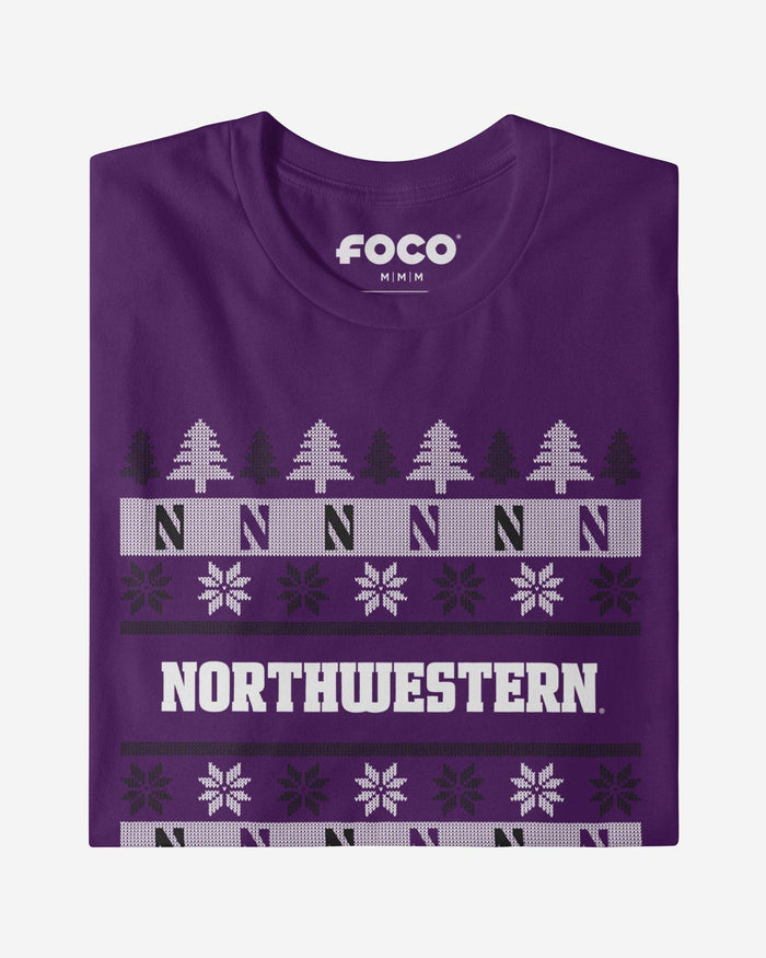 Northwestern Wildcats Holiday Sweater T-Shirt FOCO - FOCO.com