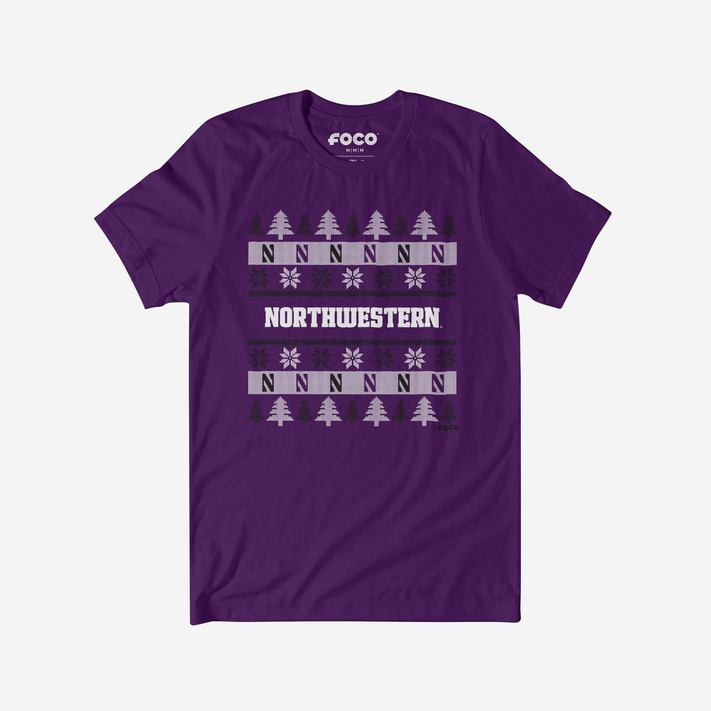 Northwestern Wildcats Holiday Sweater T-Shirt FOCO S - FOCO.com