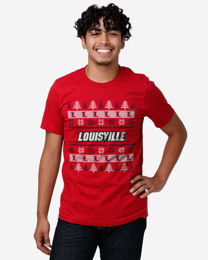 Louisville Cardinals Holiday Sweater T-Shirt FOCO - FOCO.com