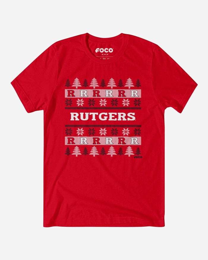 Rutgers Scarlet Knights Holiday Sweater T-Shirt FOCO S - FOCO.com