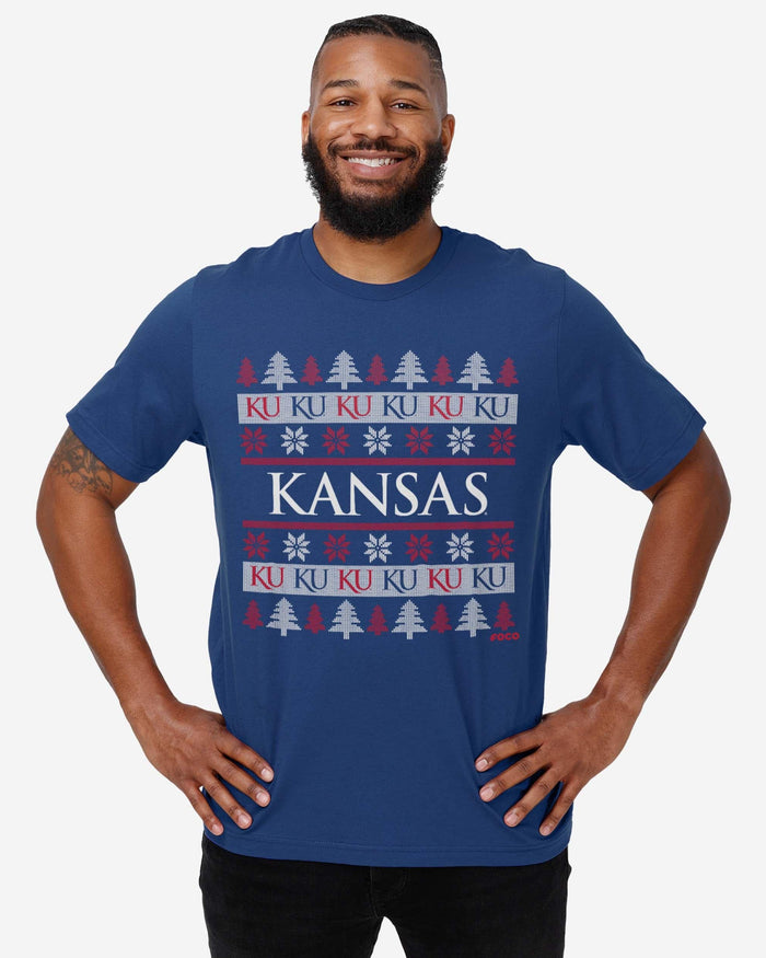 Kansas Jayhawks Holiday Sweater T-Shirt FOCO - FOCO.com