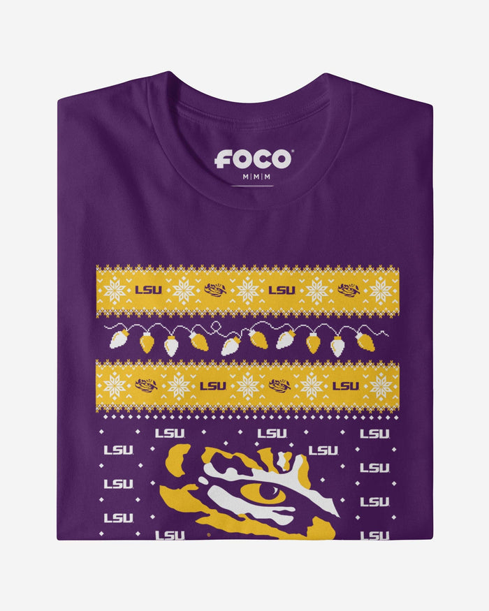 LSU Tigers Holiday Lights Sweater Long Sleeve T-Shirt FOCO - FOCO.com