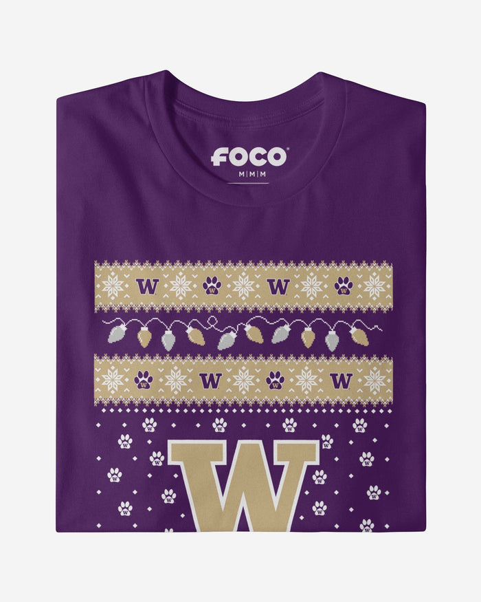 Washington Huskies Holiday Lights Sweater Long Sleeve T-Shirt FOCO - FOCO.com