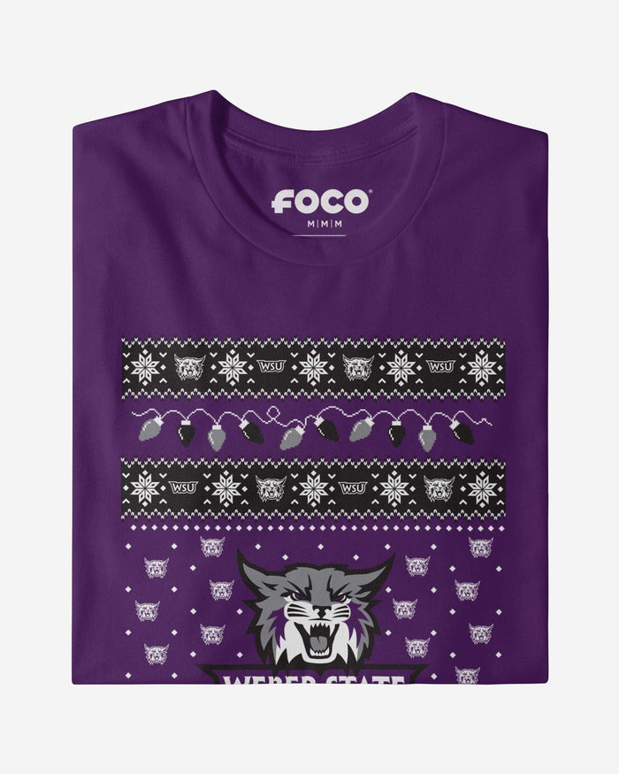 Weber State Wildcats Holiday Lights Sweater Long Sleeve T-Shirt FOCO - FOCO.com