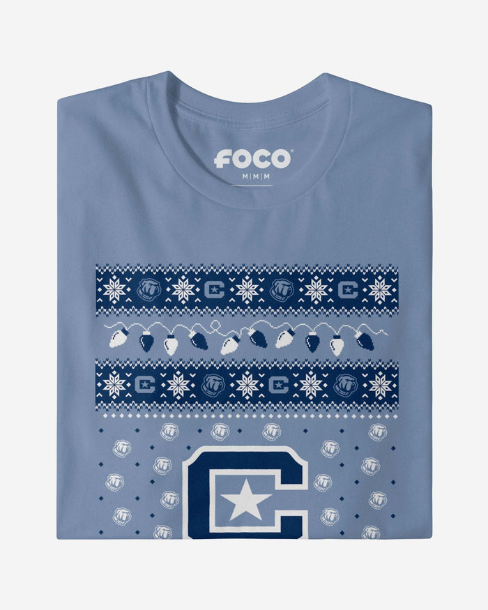 Citadel Bulldogs Holiday Lights Sweater Long Sleeve T-Shirt FOCO - FOCO.com