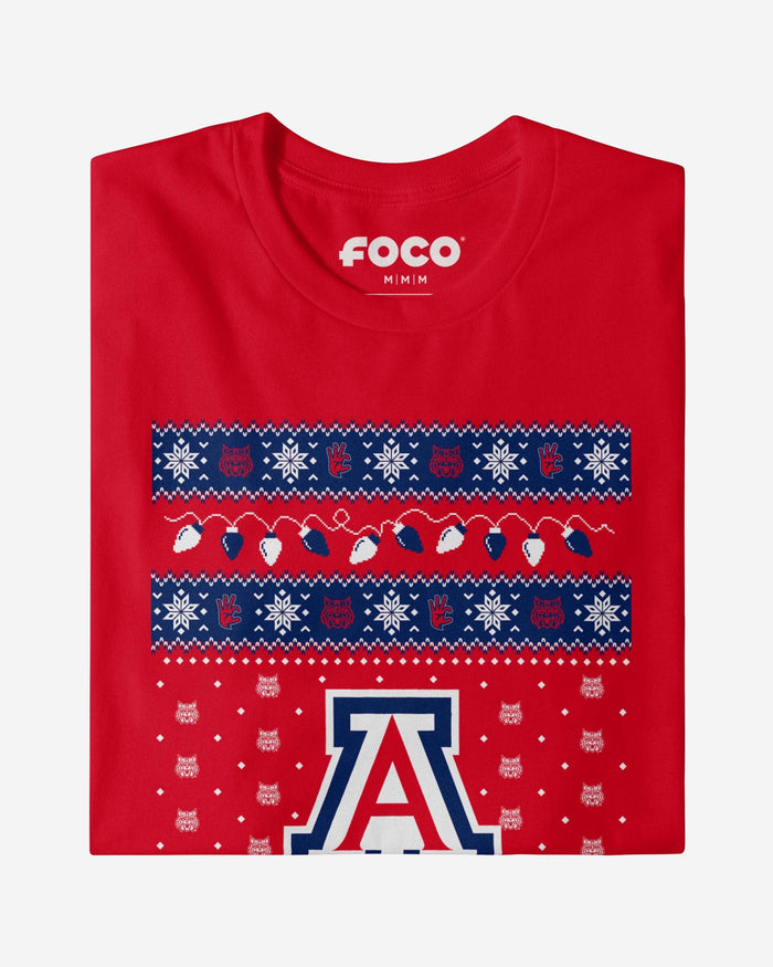 Arizona Wildcats Holiday Lights Sweater Long Sleeve T-Shirt FOCO - FOCO.com