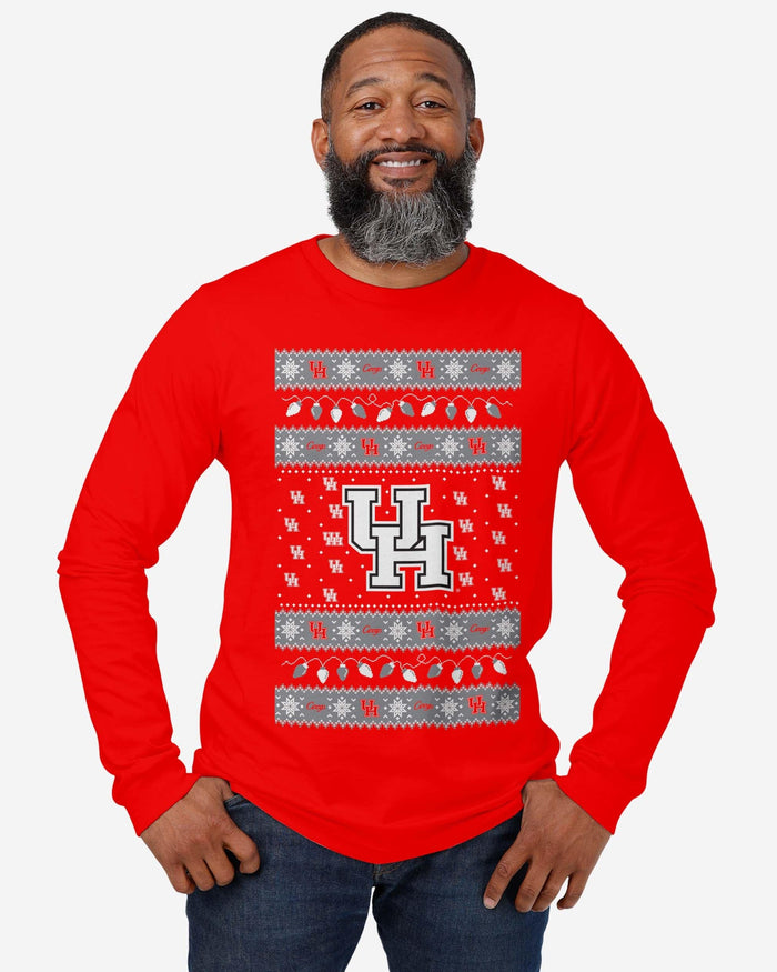 Houston Cougars Holiday Lights Sweater Long Sleeve T-Shirt FOCO - FOCO.com