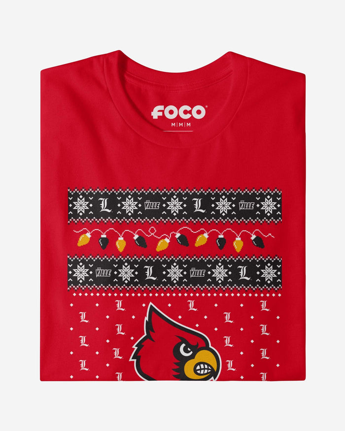 Louisville Cardinals Holiday Lights Sweater Long Sleeve T-Shirt FOCO - FOCO.com