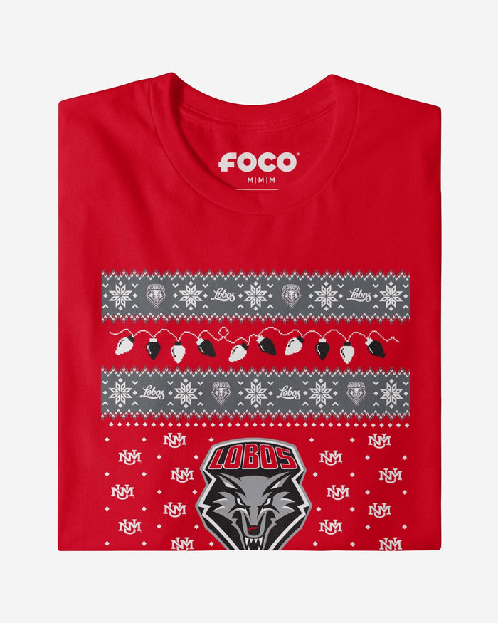 New Mexico Lobos Holiday Lights Sweater Long Sleeve T-Shirt FOCO - FOCO.com