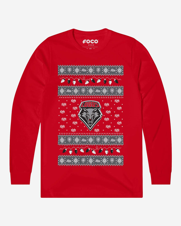 New Mexico Lobos Holiday Lights Sweater Long Sleeve T-Shirt FOCO S - FOCO.com