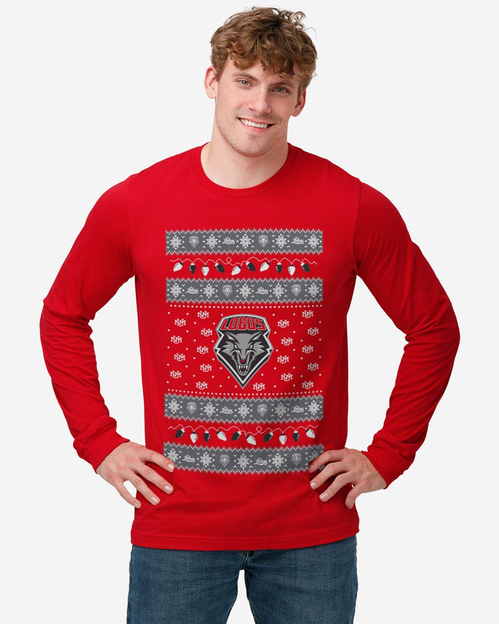 New Mexico Lobos Holiday Lights Sweater Long Sleeve T-Shirt FOCO - FOCO.com