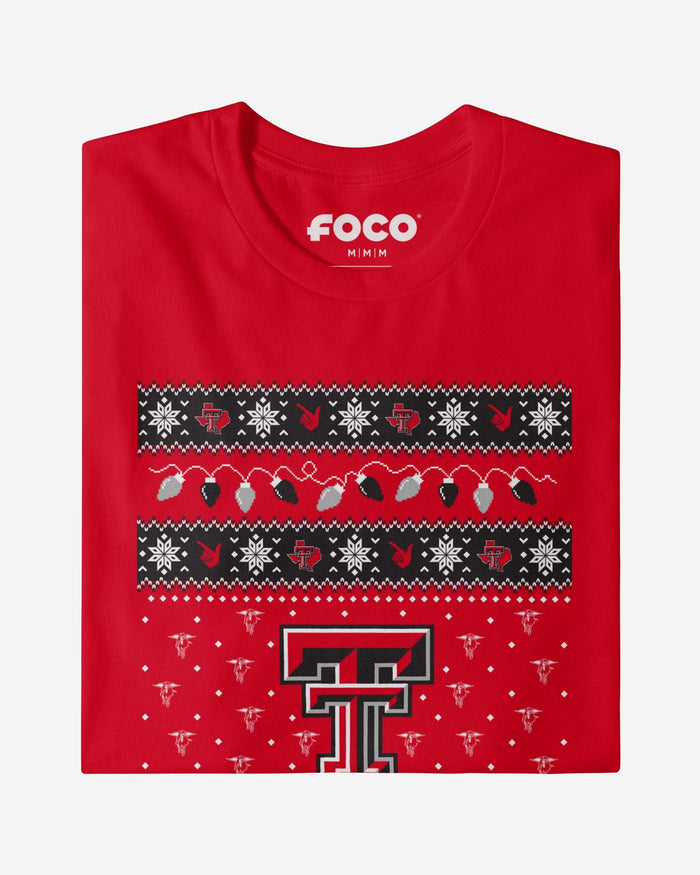 Texas Tech Red Raiders Holiday Lights Sweater Long Sleeve T-Shirt FOCO - FOCO.com