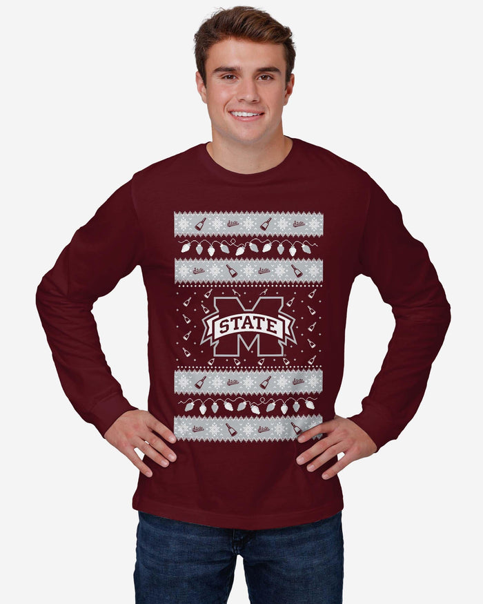 Mississippi State Bulldogs Holiday Lights Sweater Long Sleeve T-Shirt FOCO - FOCO.com