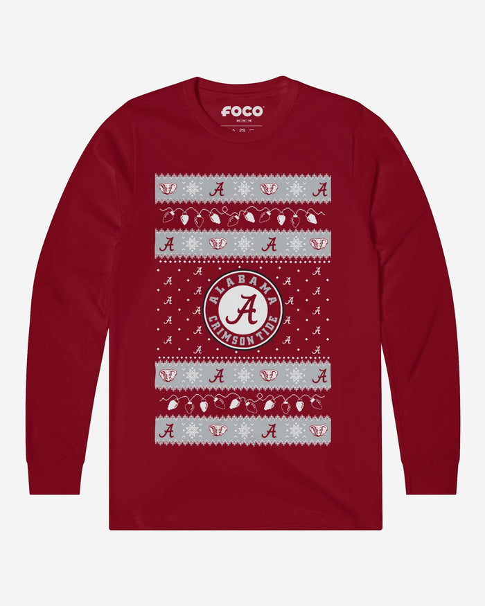 Alabama Crimson Tide Holiday Lights Sweater Long Sleeve T-Shirt FOCO S - FOCO.com