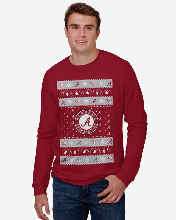 Alabama Crimson Tide Holiday Lights Sweater Long Sleeve T-Shirt FOCO - FOCO.com