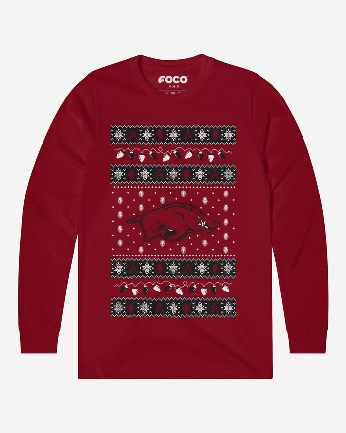 Arkansas Razorbacks Holiday Lights Sweater Long Sleeve T-Shirt FOCO S - FOCO.com