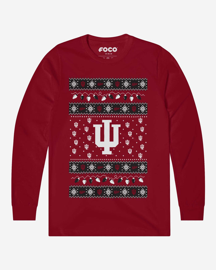 Indiana Hoosiers Holiday Lights Sweater Long Sleeve T-Shirt FOCO S - FOCO.com