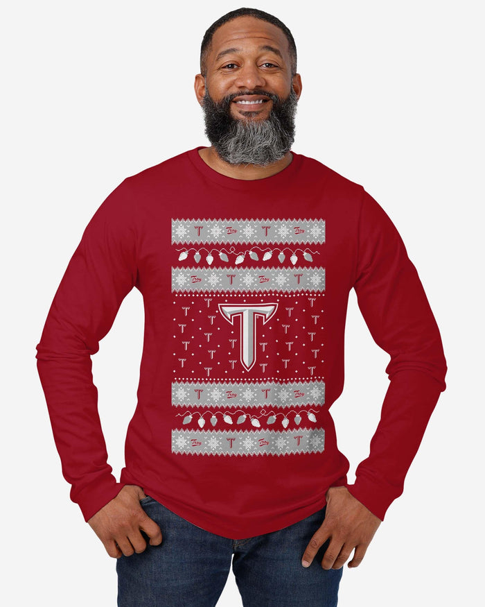 Troy Trojans Holiday Lights Sweater Long Sleeve T-Shirt FOCO - FOCO.com