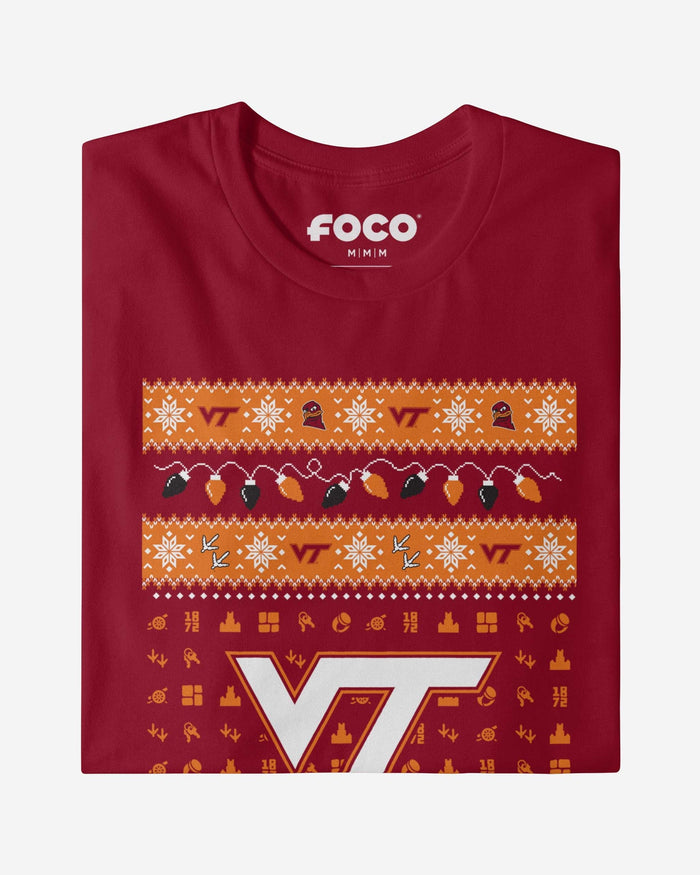 Virginia Tech Hokies Holiday Lights Sweater Long Sleeve T-Shirt FOCO - FOCO.com