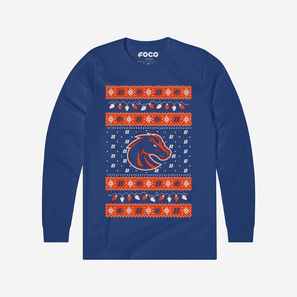 Boise State Broncos Holiday Lights Sweater Long Sleeve T-Shirt FOCO S - FOCO.com