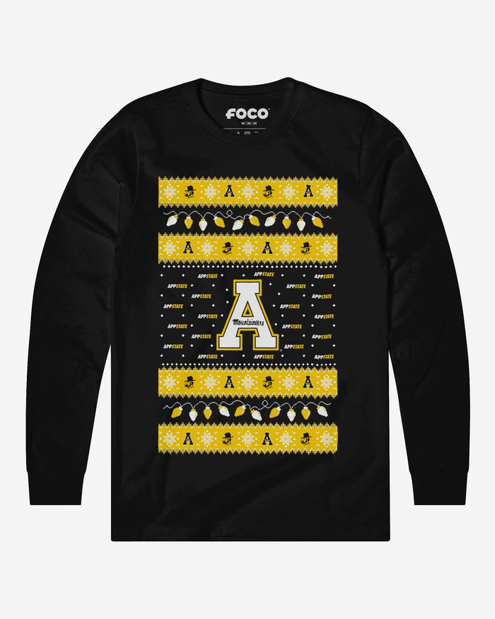 Appalachian State Mountaineers Holiday Lights Sweater Long Sleeve T-Shirt FOCO S - FOCO.com