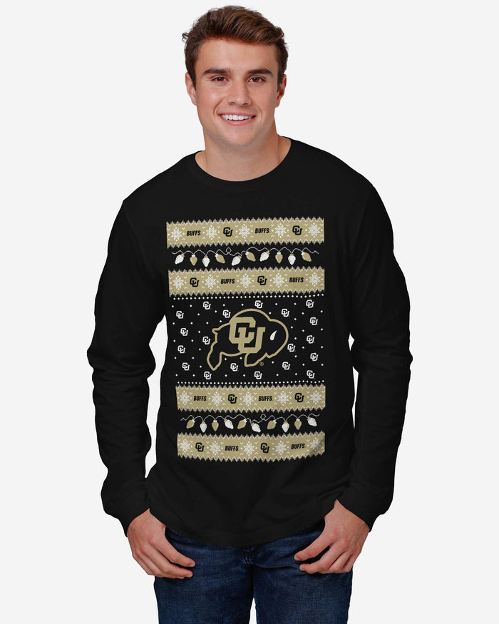 Colorado Buffaloes Holiday Lights Sweater Long Sleeve T-Shirt FOCO - FOCO.com