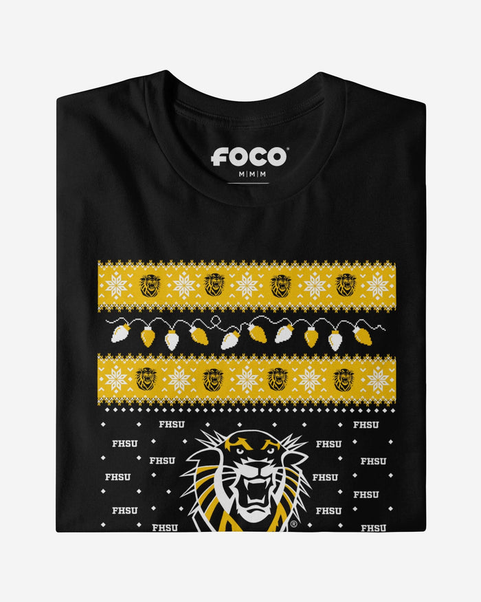 Fort Hays State Tigers Holiday Lights Sweater Long Sleeve T-Shirt FOCO - FOCO.com