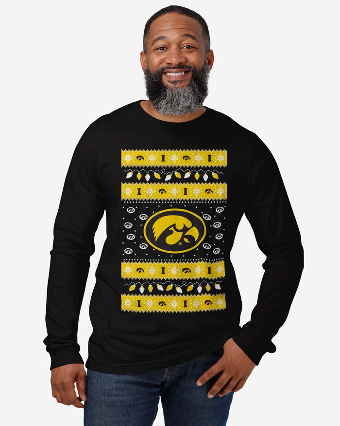 Iowa Hawkeyes Holiday Lights Sweater Long Sleeve T-Shirt FOCO - FOCO.com