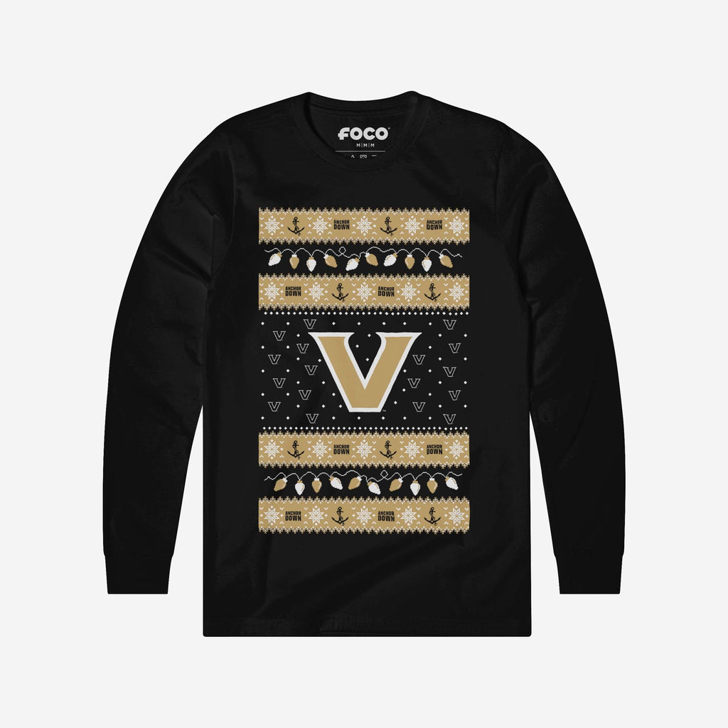 Vanderbilt Commodores Holiday Lights Sweater Long Sleeve T-Shirt FOCO S - FOCO.com