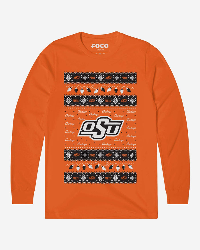 Oklahoma State Jaguars Holiday Lights Sweater Long Sleeve T-Shirt FOCO S - FOCO.com