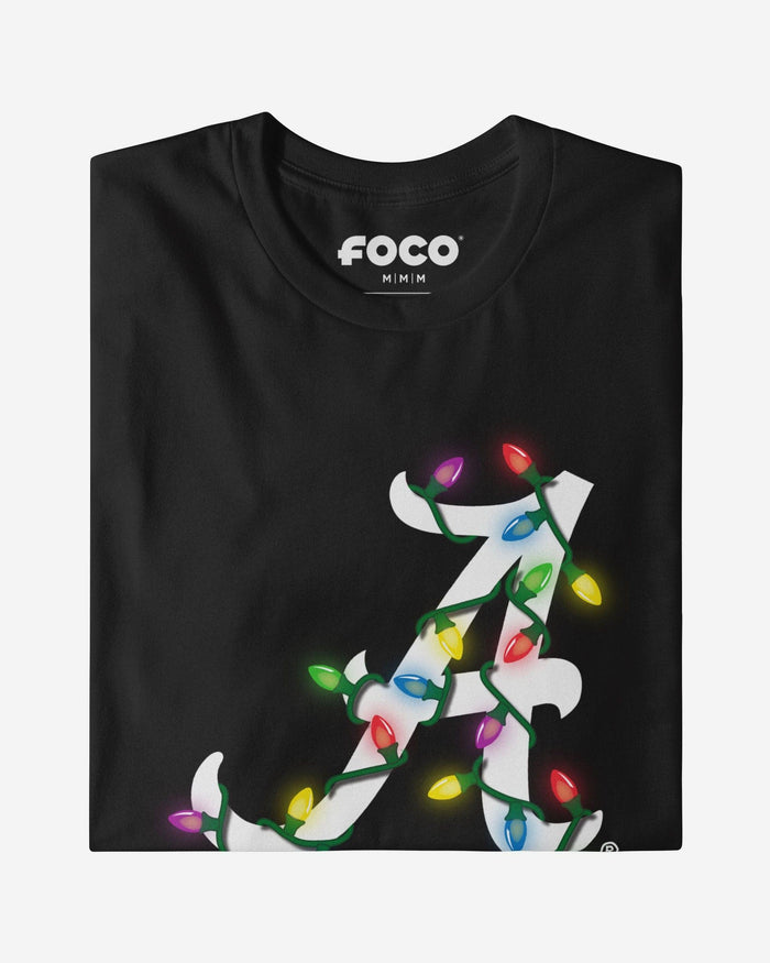 Alabama Crimson Tide Primary Logo Holiday Lights Long Sleeve T-Shirt FOCO S - FOCO.com
