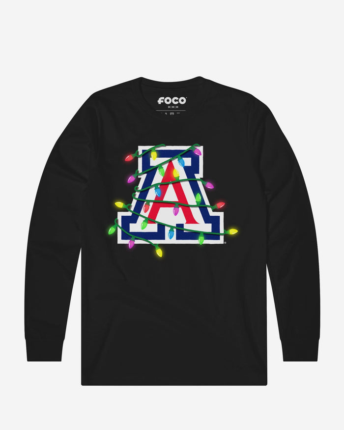 Arizona Wildcats Primary Logo Holiday Lights Long Sleeve T-Shirt FOCO S - FOCO.com