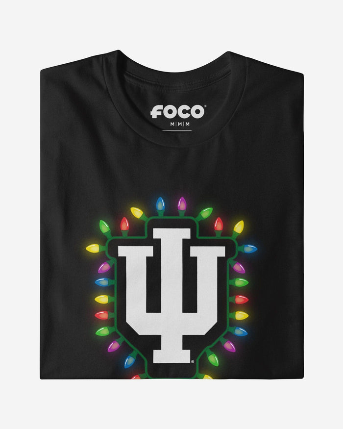 Indiana Hoosiers Primary Logo Holiday Lights Long Sleeve T-Shirt FOCO S - FOCO.com