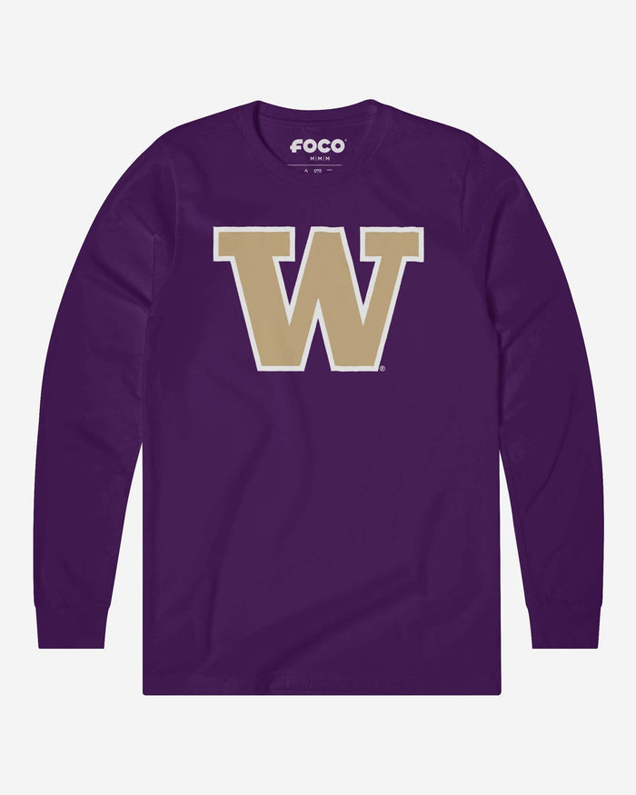 Washington Huskies Primary Logo Long Sleeve T-Shirt FOCO Team Purple S - FOCO.com