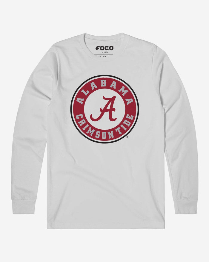 Alabama Crimson Tide Primary Logo Long Sleeve T-Shirt FOCO White S - FOCO.com