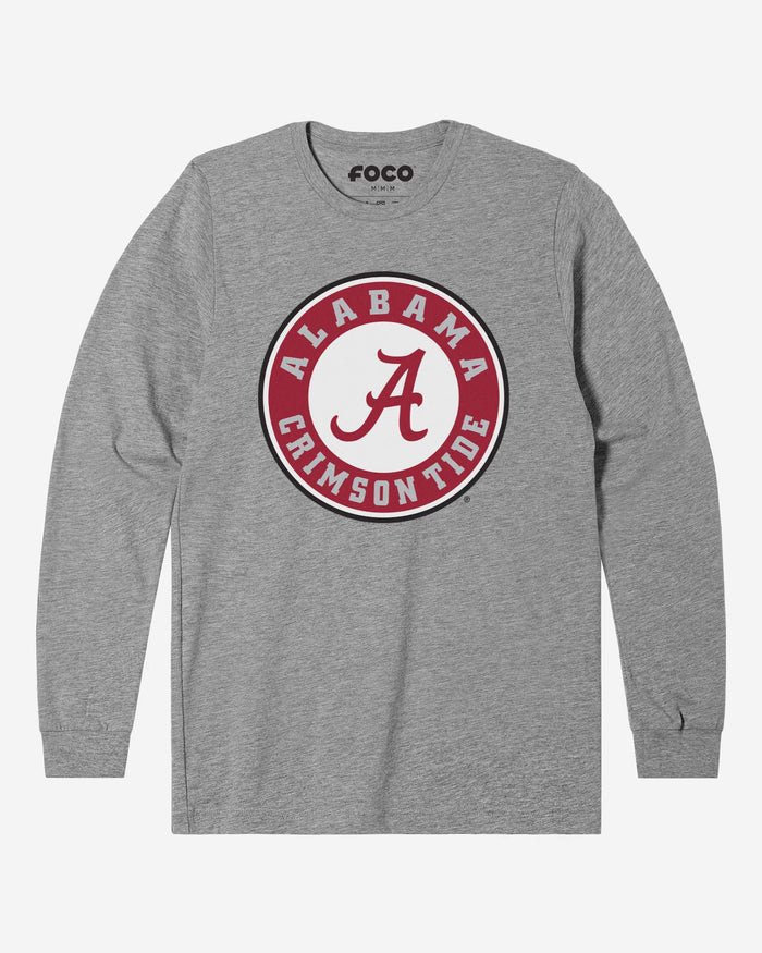 Alabama Crimson Tide Primary Logo Long Sleeve T-Shirt FOCO Athletic Heather S - FOCO.com